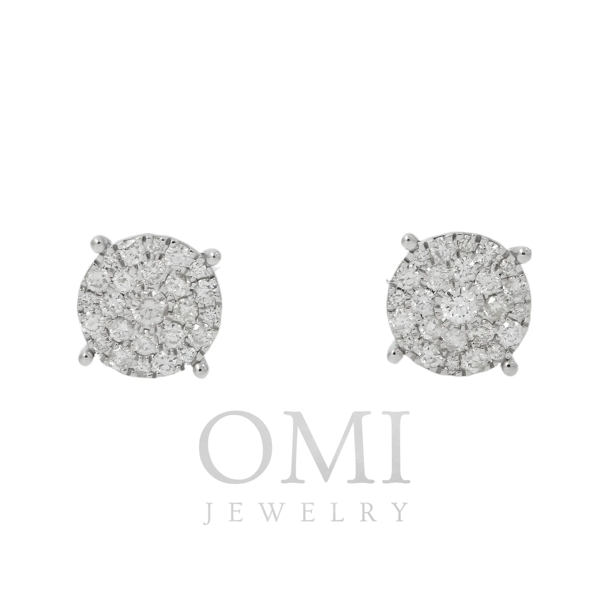 10K GOLD ROUND DIAMOND CLUSTER EARRINGS 1.27 CTW