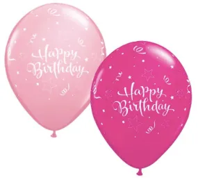 11" Happy Birthday Pink Latex Balloon