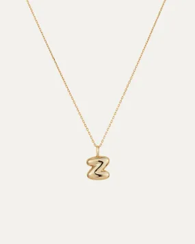 14K Gold Bubble Letter Necklace - Z