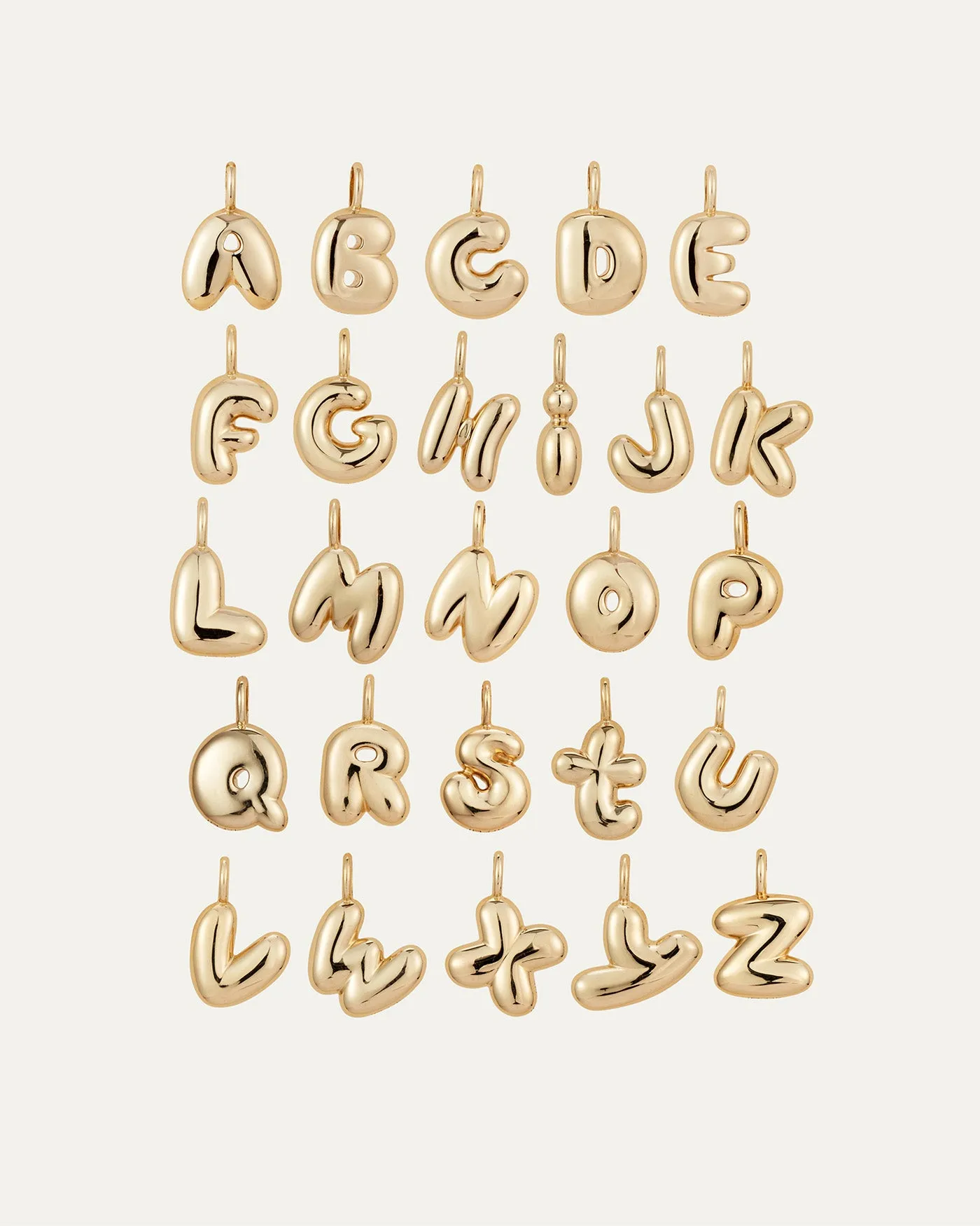 14K Gold Bubble Letter Necklace - Z