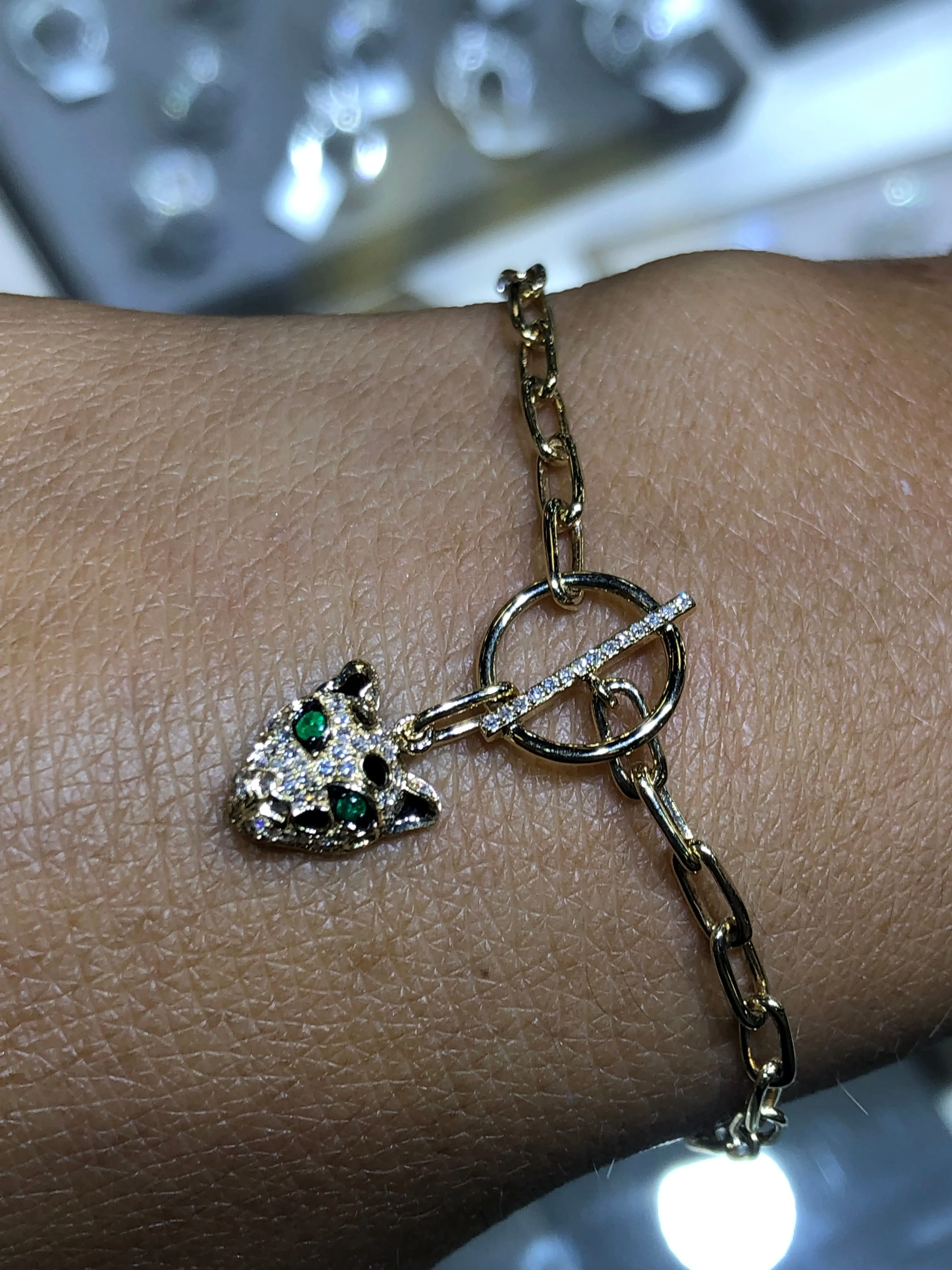 14K Gold Jaguar Diamond Bracelet