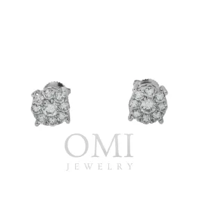 14K GOLD ROUND DIAMOND CLUSTER EARRINGS 1.50 CTW