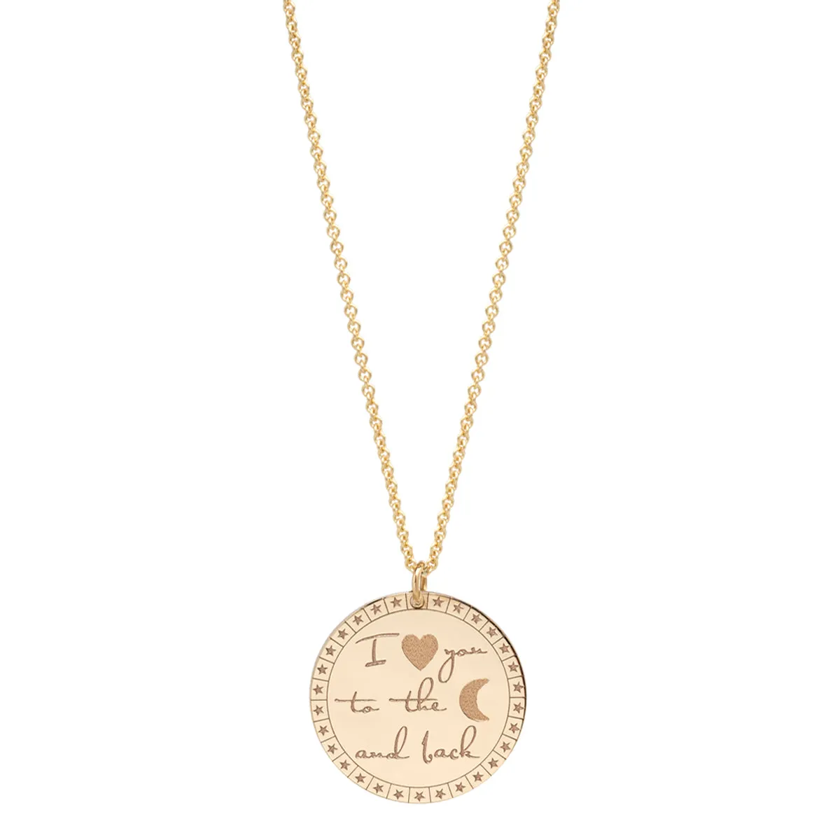 14k Large I love you to the moon & back Mantra Necklace