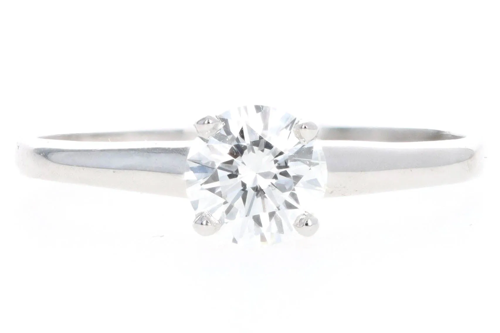 14K White Gold 0.72 Carat Round Brilliant Diamond Solitaire Engagement Ring