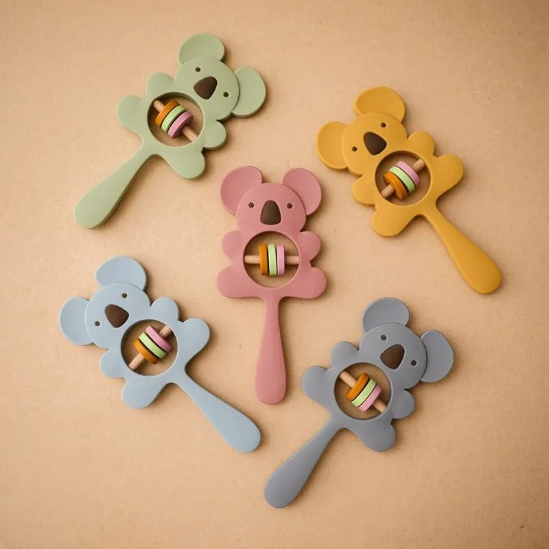 1PCS Baby Silicone Rattle Koala Toys Baby Teether Play Gym Montessori Food Grade Stroller Bed Bell Pacifier Educational Baby Ite