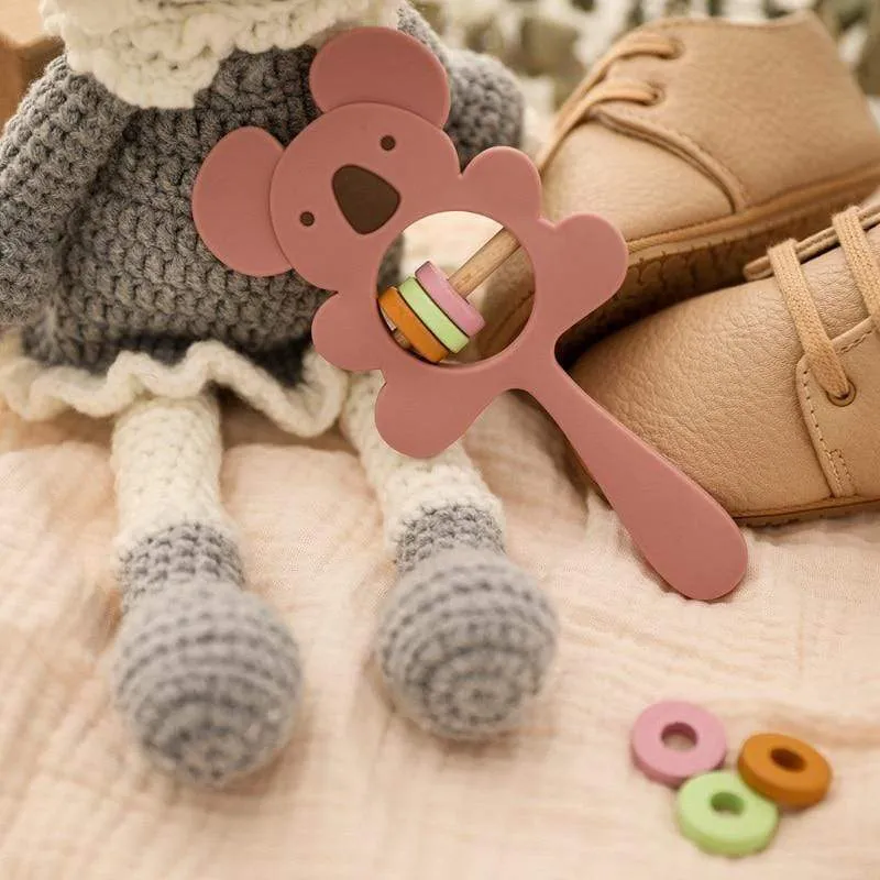 1PCS Baby Silicone Rattle Koala Toys Baby Teether Play Gym Montessori Food Grade Stroller Bed Bell Pacifier Educational Baby Ite