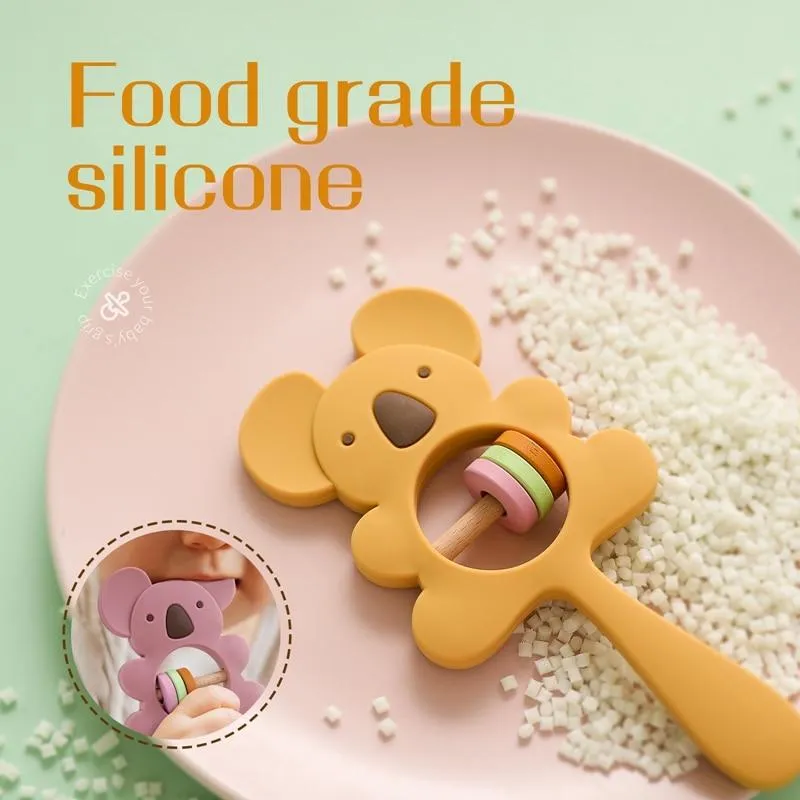 1PCS Baby Silicone Rattle Koala Toys Baby Teether Play Gym Montessori Food Grade Stroller Bed Bell Pacifier Educational Baby Ite