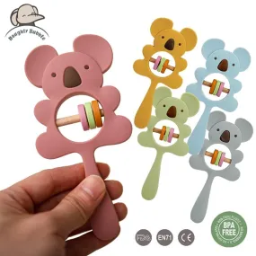 1PCS Baby Silicone Rattle Koala Toys Baby Teether Play Gym Montessori Food Grade Stroller Bed Bell Pacifier Educational Baby Ite