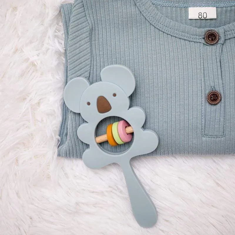 1PCS Baby Silicone Rattle Koala Toys Baby Teether Play Gym Montessori Food Grade Stroller Bed Bell Pacifier Educational Baby Ite