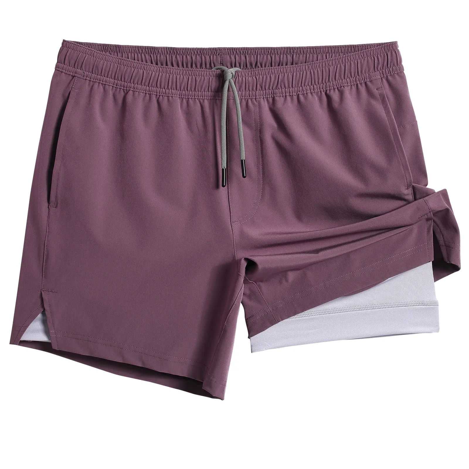 2 in 1 Stretch Short Lined Fuchsia Gym Shorts