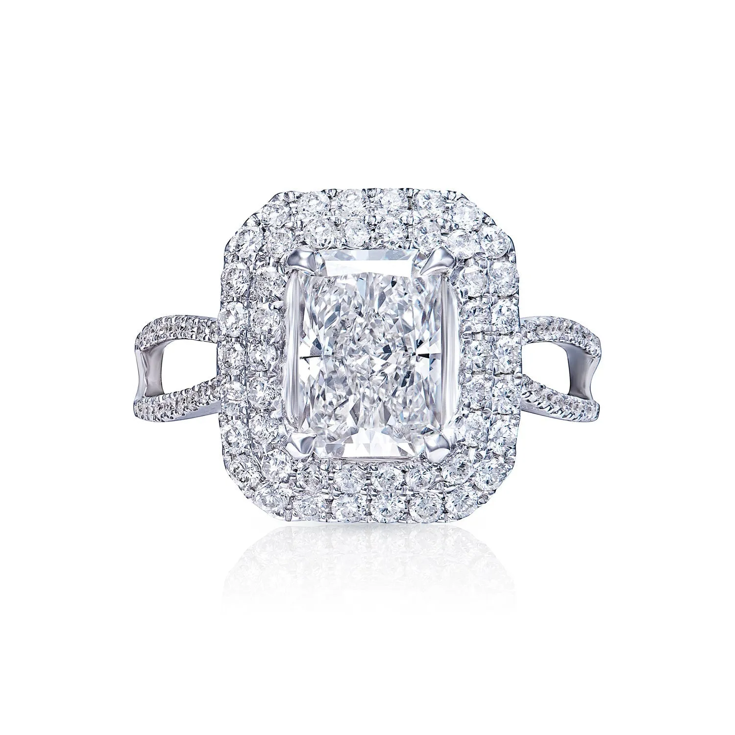 3 Carat Cushion Cut Lab Grown Diamond Engagement Ring Double Halo IGI Certified