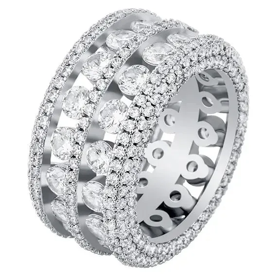 5 Row Diamond Band Ring in White Gold