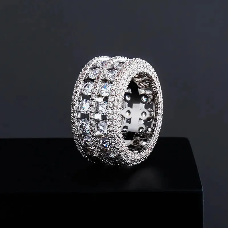 5 Row Diamond Band Ring in White Gold