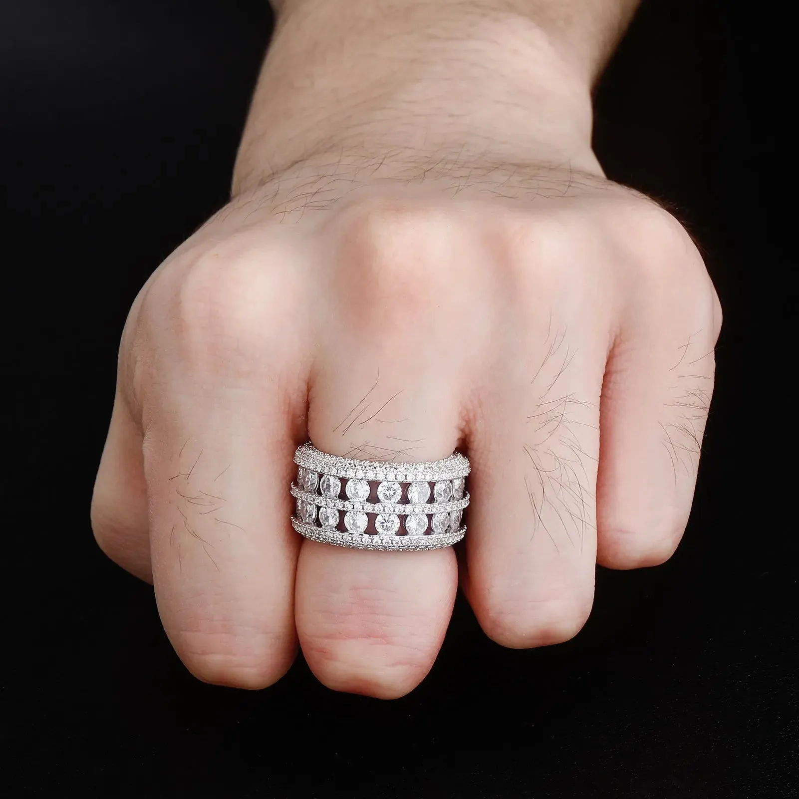 5 Row Diamond Band Ring in White Gold