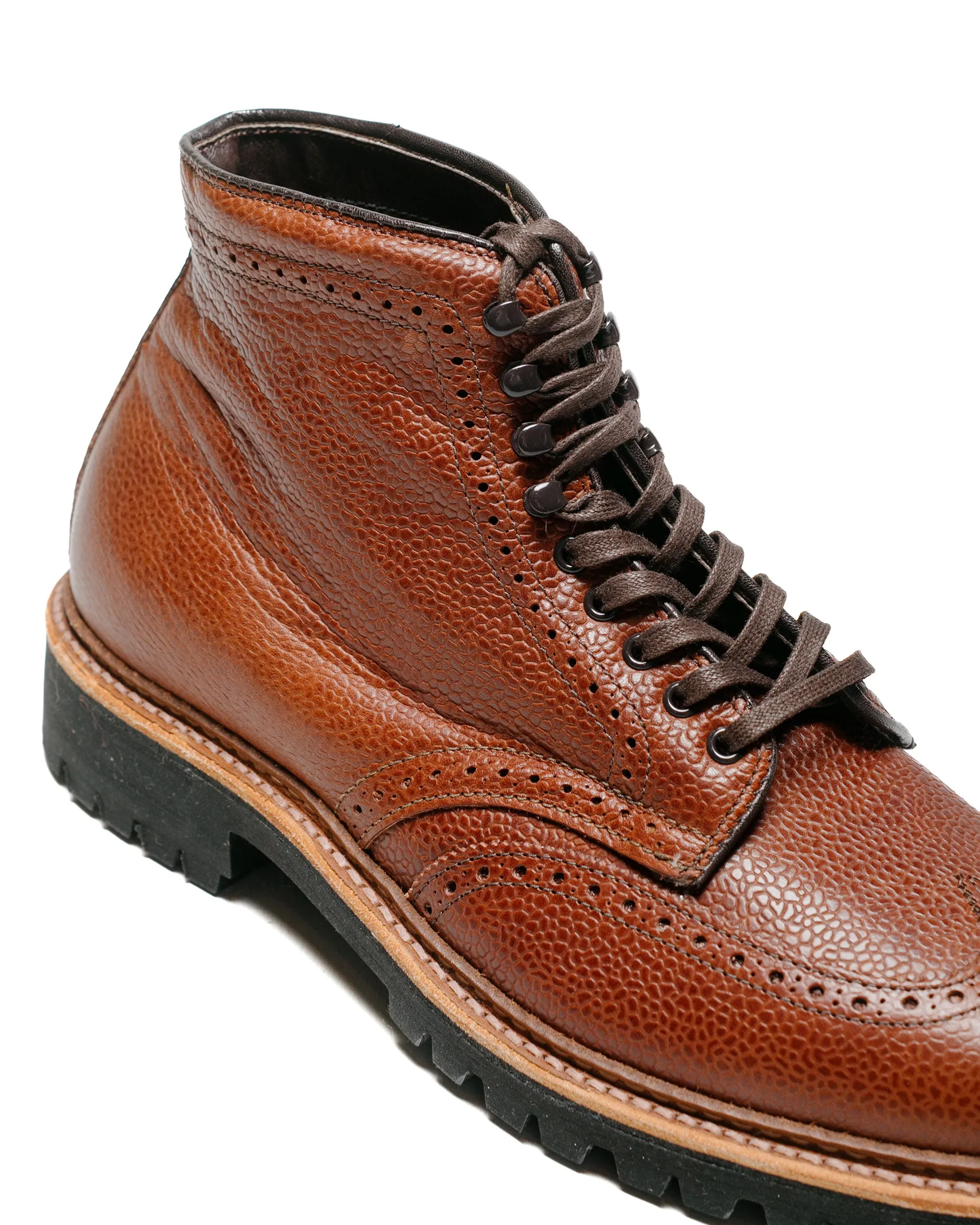 Alden Short Wing Boot Brown Scotch Grain With Lug Sole