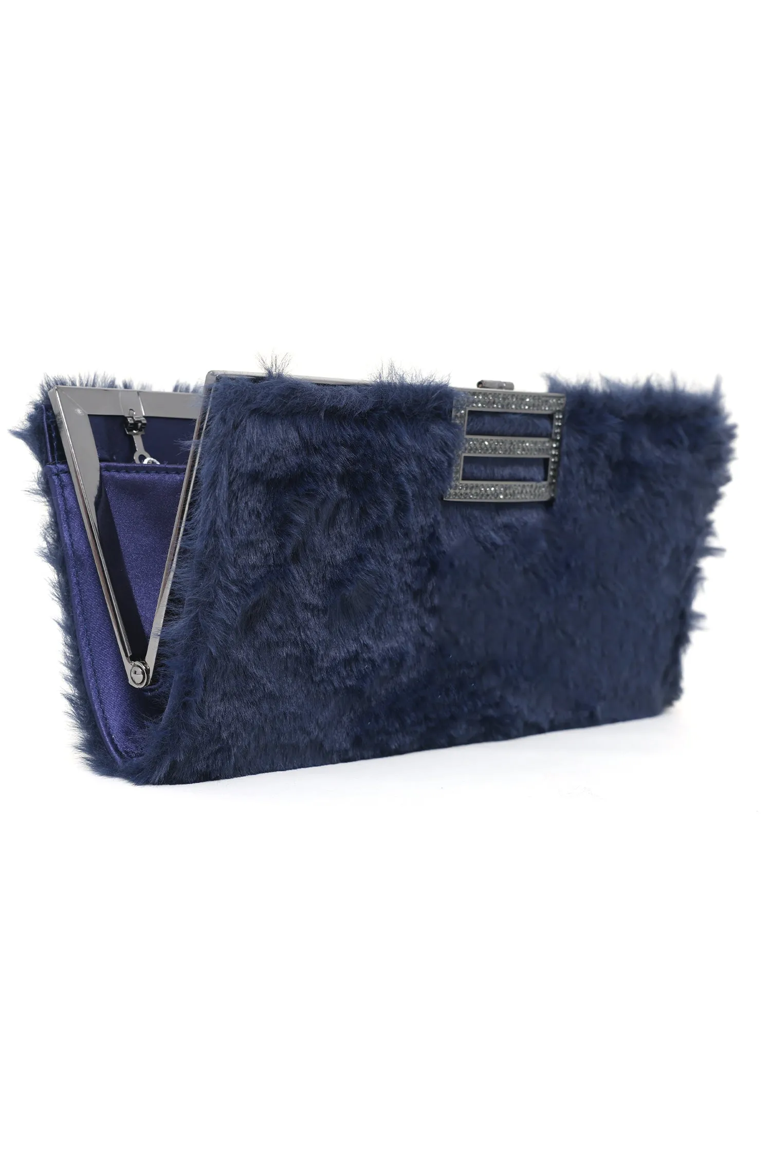 ALMAS FUR CLUTCH-BLUE