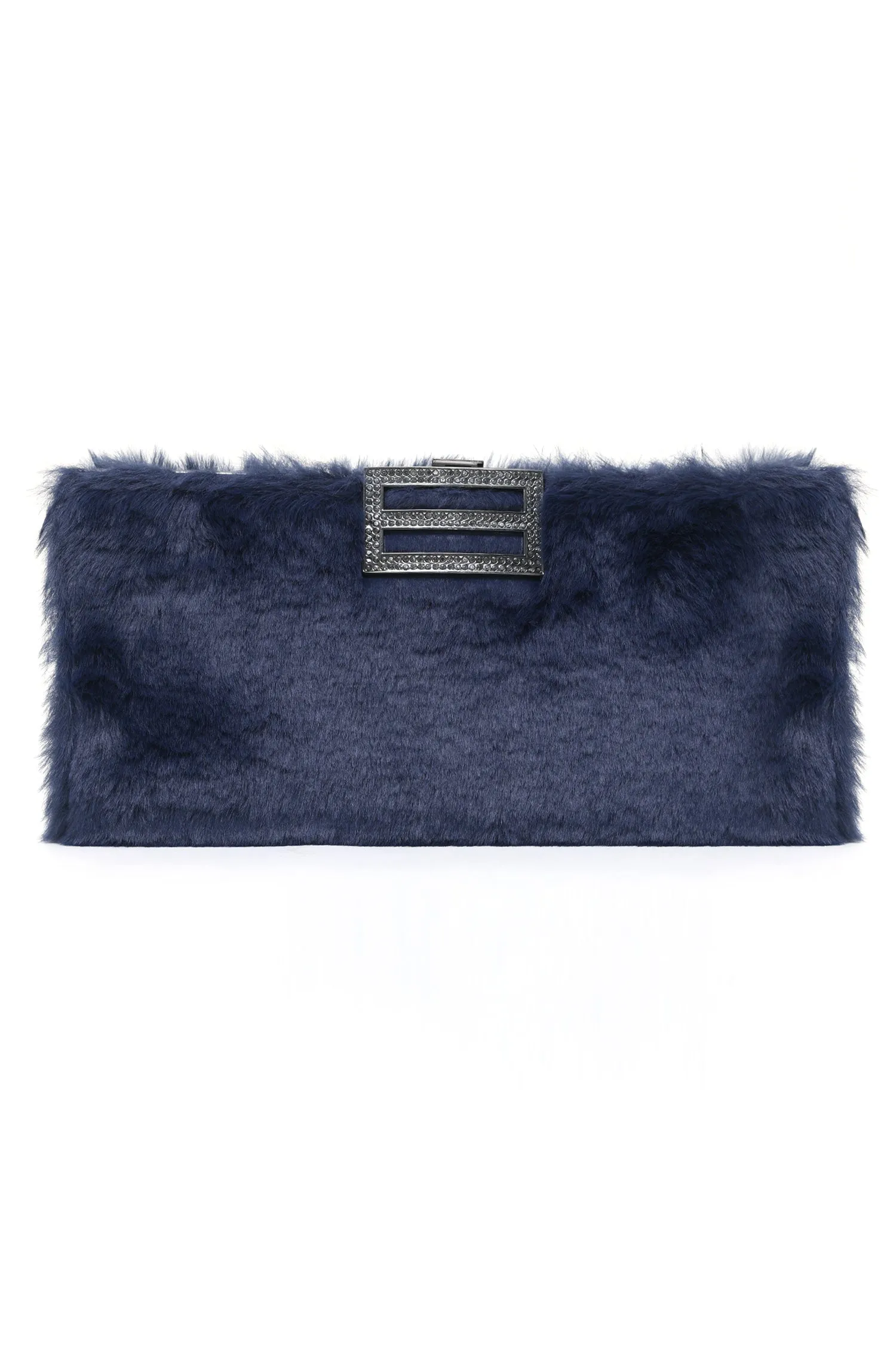 ALMAS FUR CLUTCH-BLUE