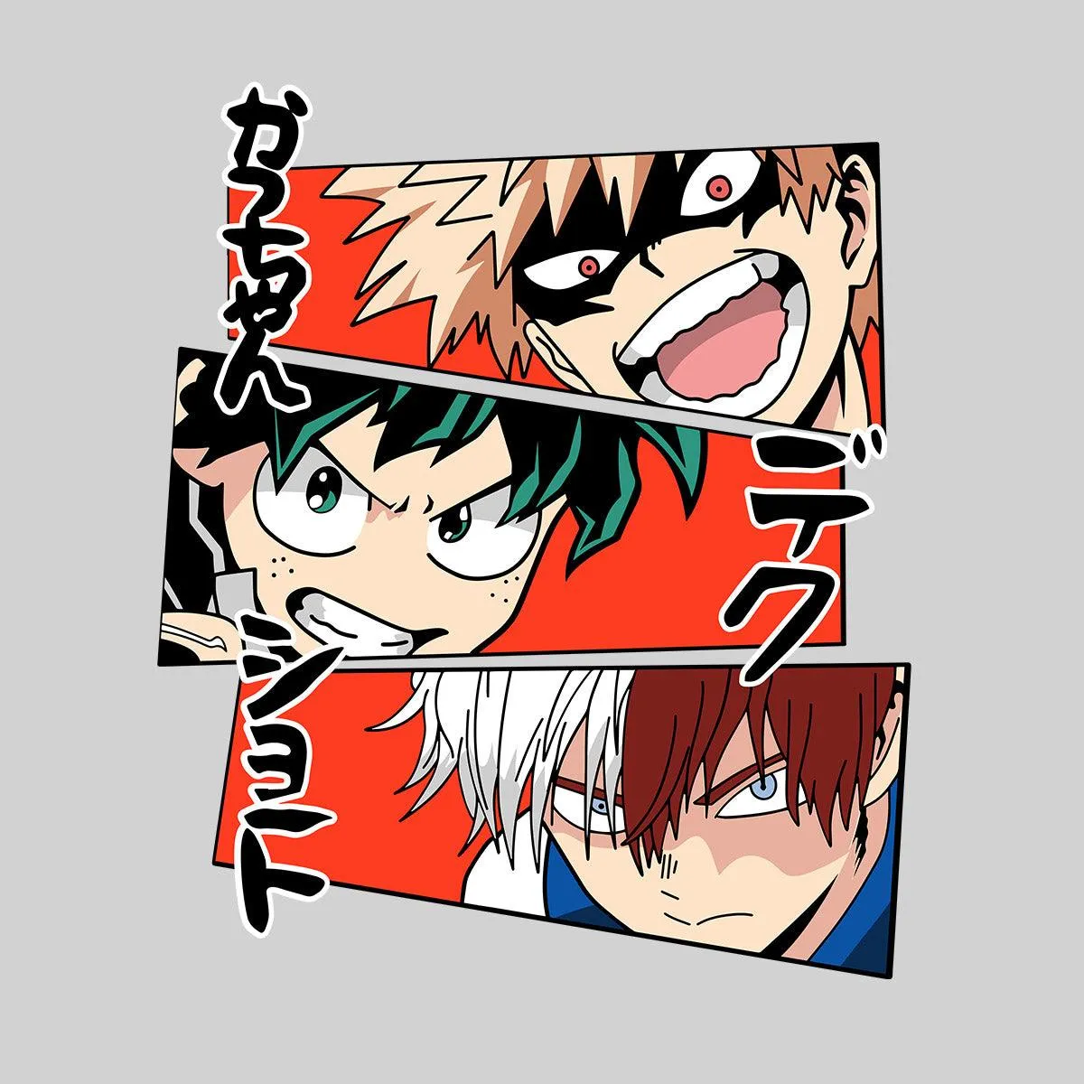 Anime My Hero Academia Katsuki Bakugo Midoriya Izuku And Shoto Todoroki T-shirt Anime Manga