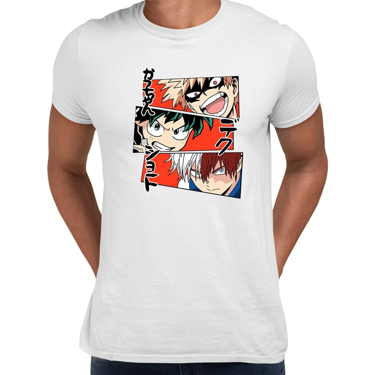 Anime My Hero Academia Katsuki Bakugo Midoriya Izuku And Shoto Todoroki T-shirt Anime Manga