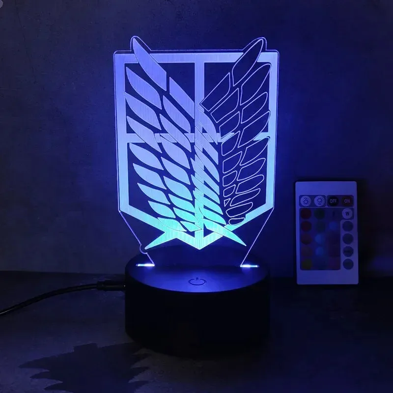 Attack on Titan Cartoon 3D Eren Levi Mikasa Visual Night Lights LED Figure Night Lamp Bedroom Anime Nightlights Color Changing