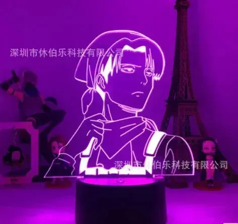 Attack on Titan Cartoon 3D Eren Levi Mikasa Visual Night Lights LED Figure Night Lamp Bedroom Anime Nightlights Color Changing