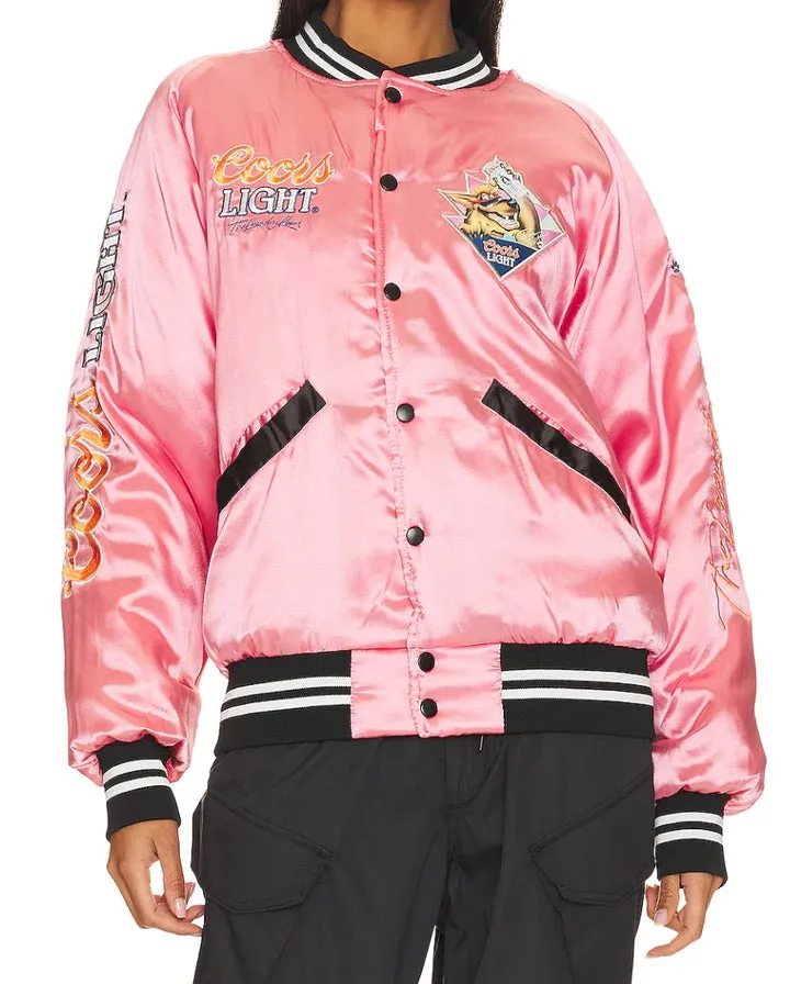 Beer Wolf Time Bomber Jacket - Blush Pink