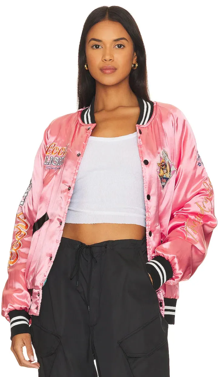 Beer Wolf Time Bomber Jacket - Blush Pink