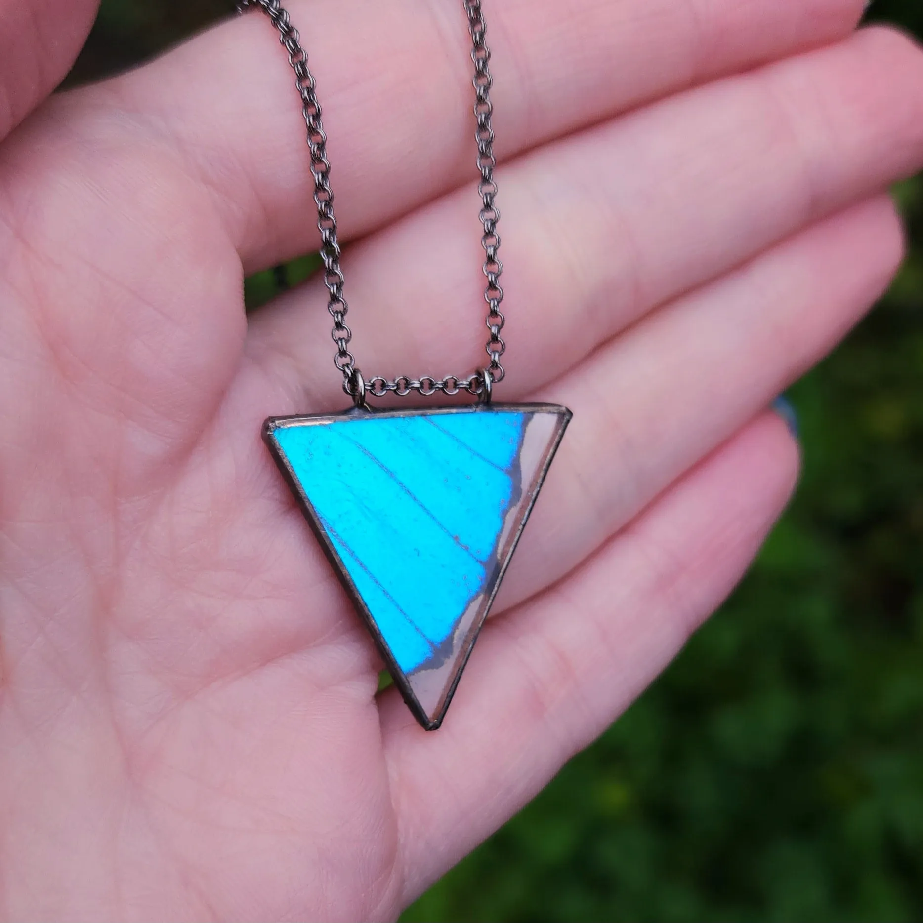 Blue Morpho Triangle Necklace