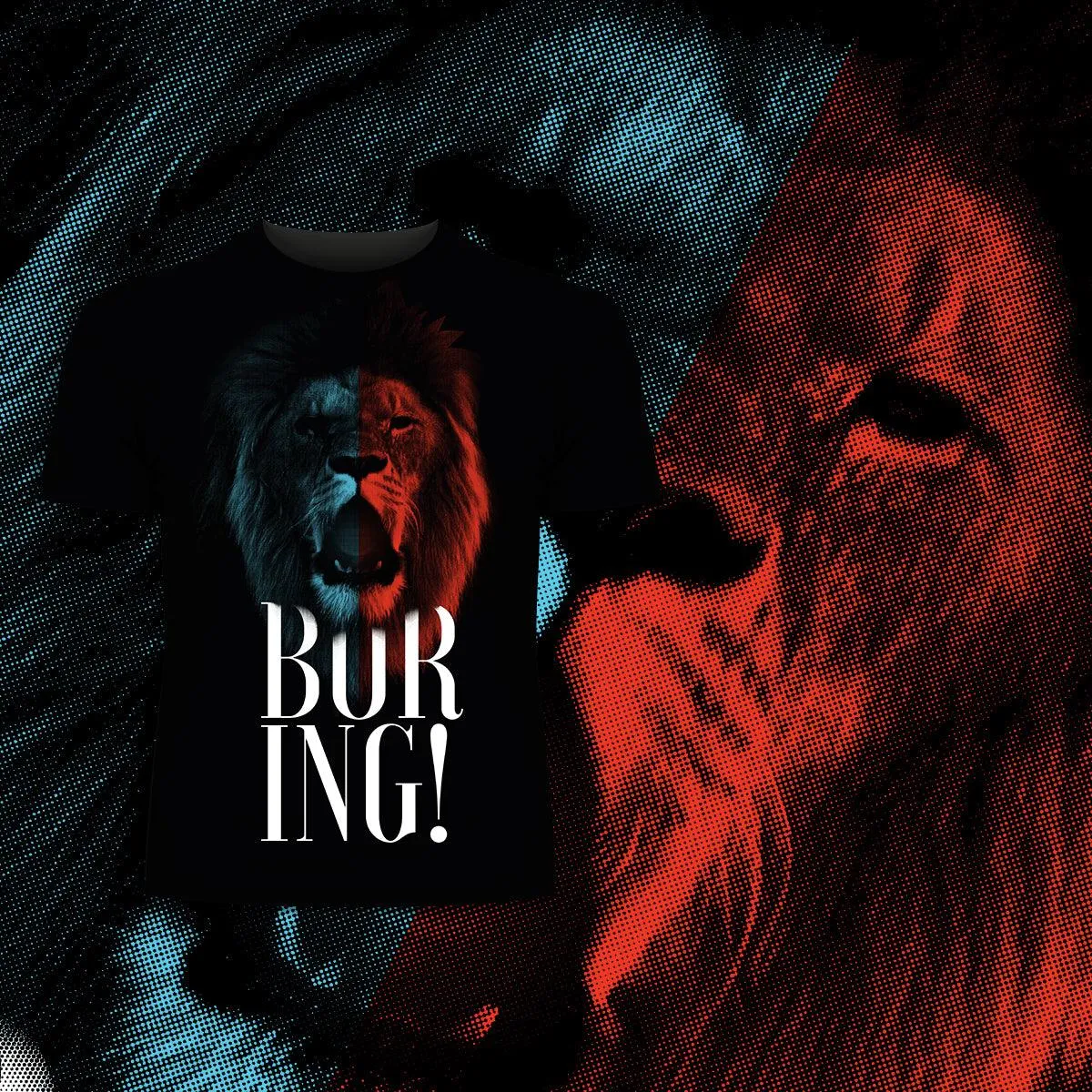 Boring Lion - Halftone Animal Boring T-Shirt