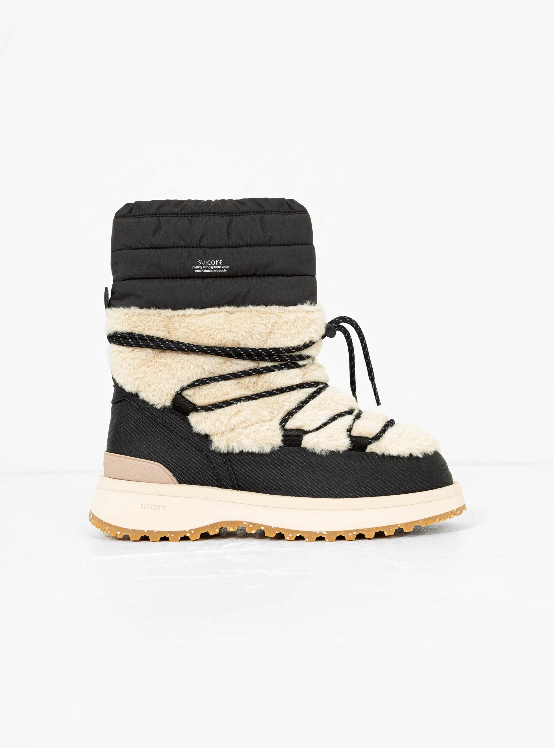 Bower-ab Hi Fur Boots Black & Beige