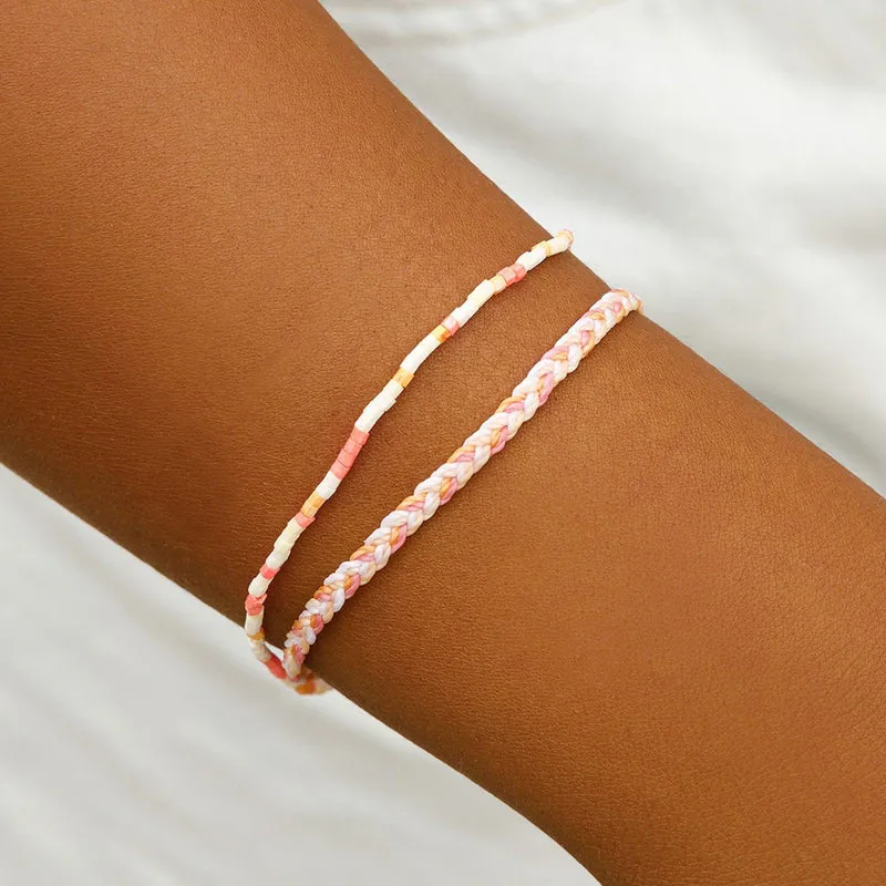 Breast Cancer Awareness Braided Bracelet