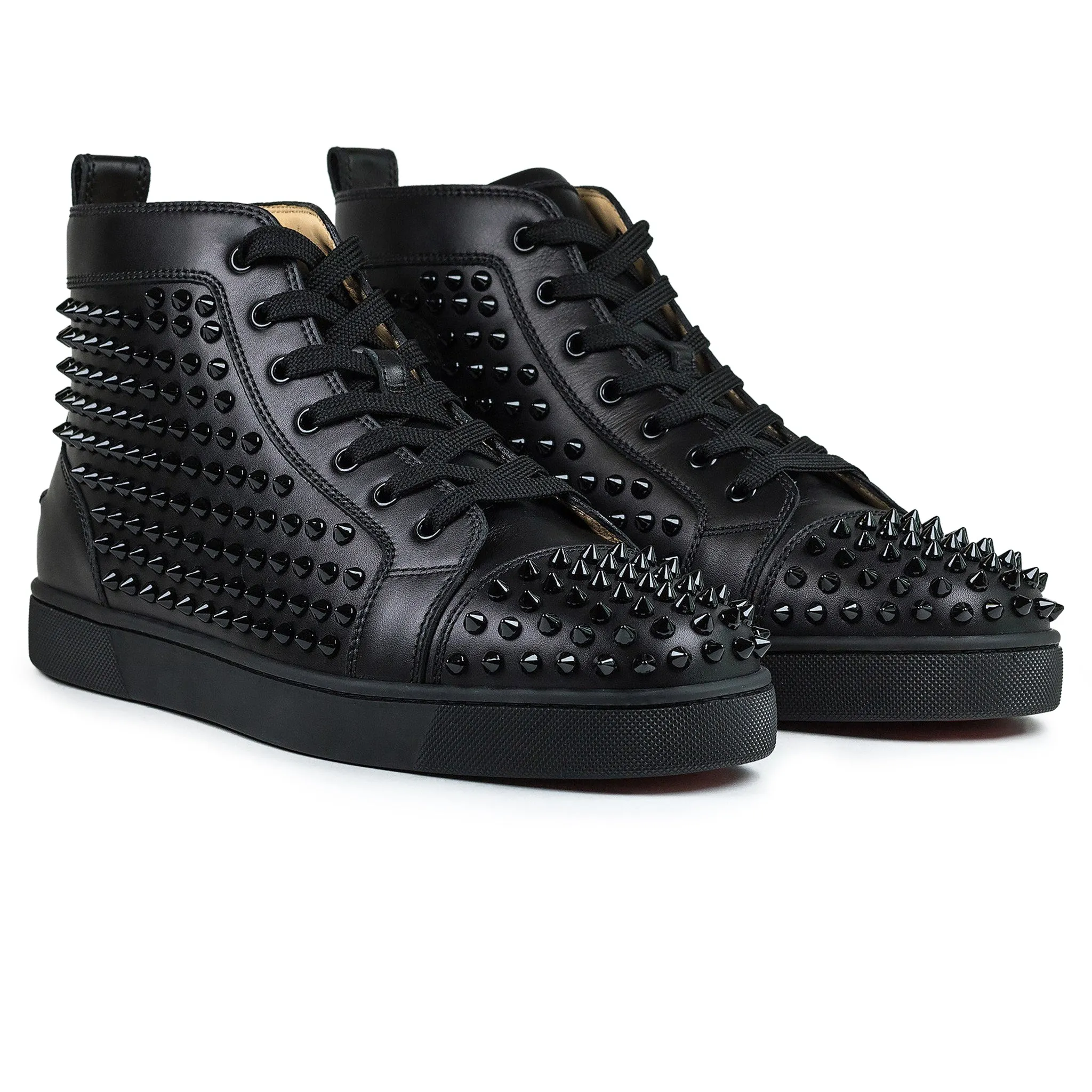 Christian Louboutin Louis Flat Spikes Leather Black