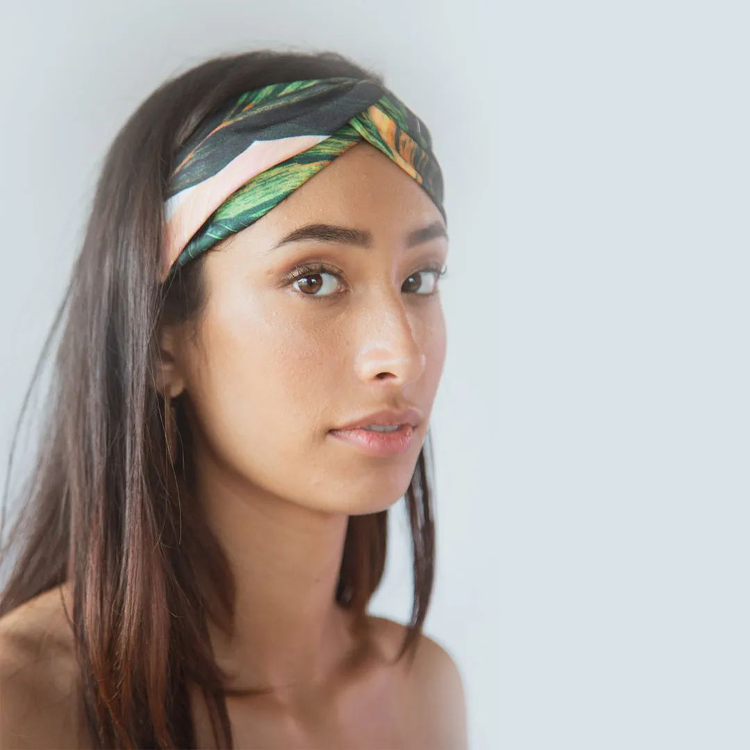 Cross Knot Leaf Printed Headband