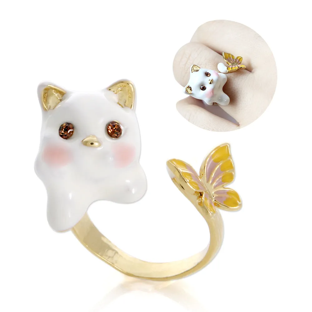 Cute Cat and Butterfly Ring