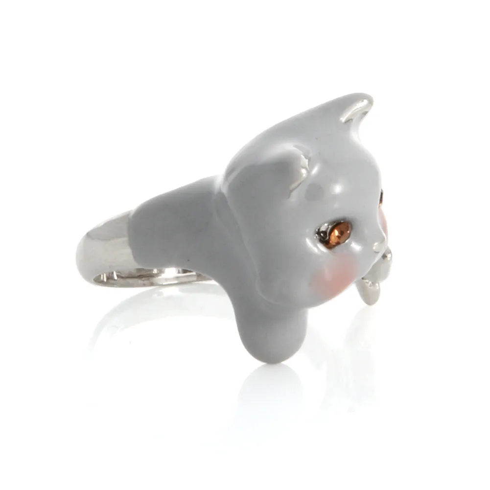 Cute Cat and Butterfly Ring