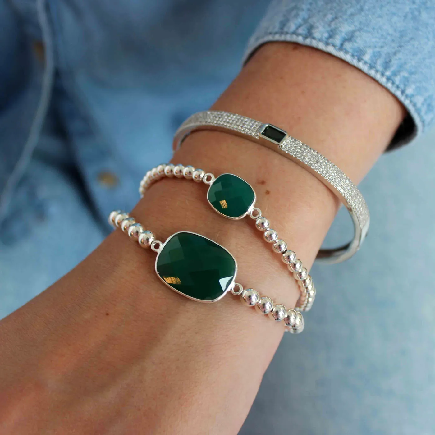 CZ Paved Stone Bangles