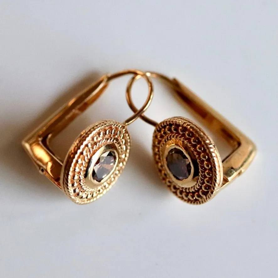 Dauphine 14k Gold and Diamond Earrings