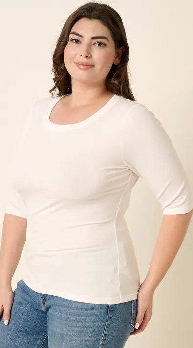 David Ribbed Top in Ivory