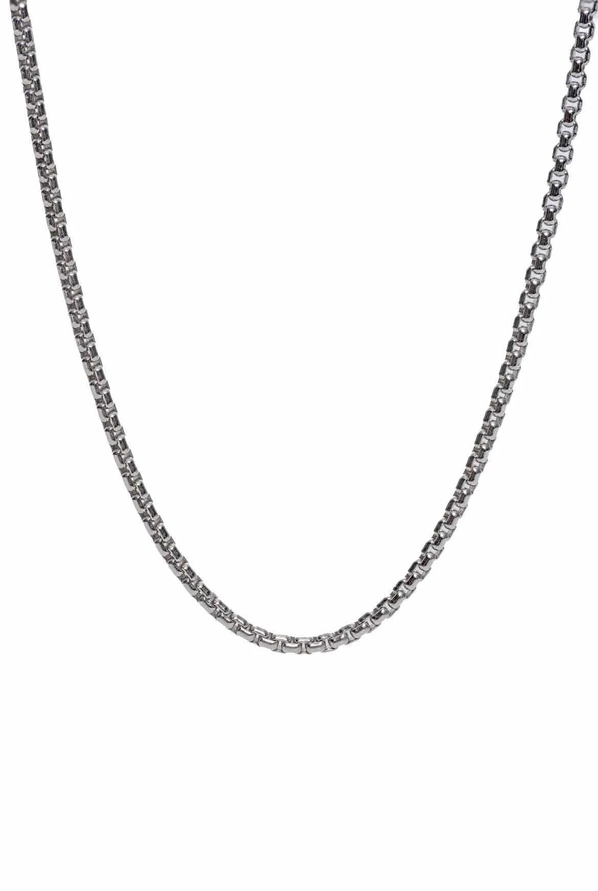 David Yurman 18K White Gold Box Chain Necklace