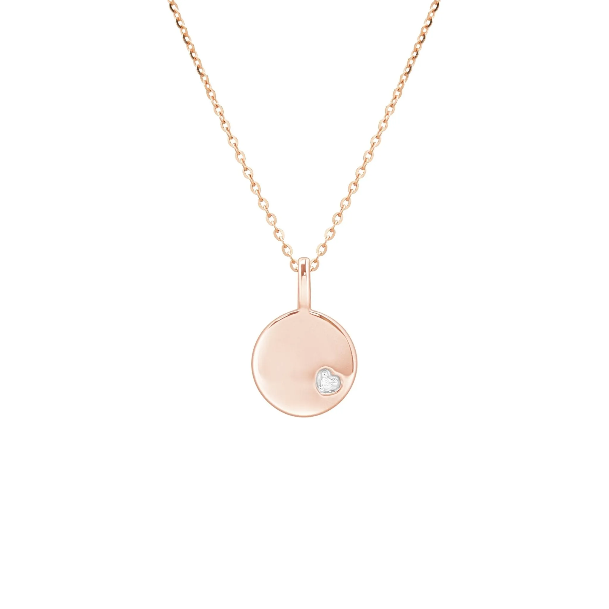 Diamond Heart Disc Pendant Necklace