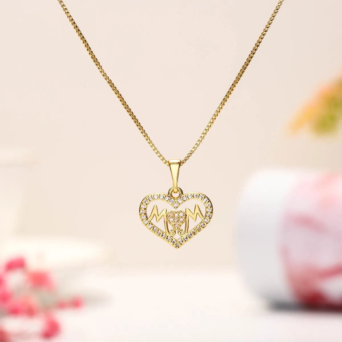 Diamond Mom Love Pendent Necklace