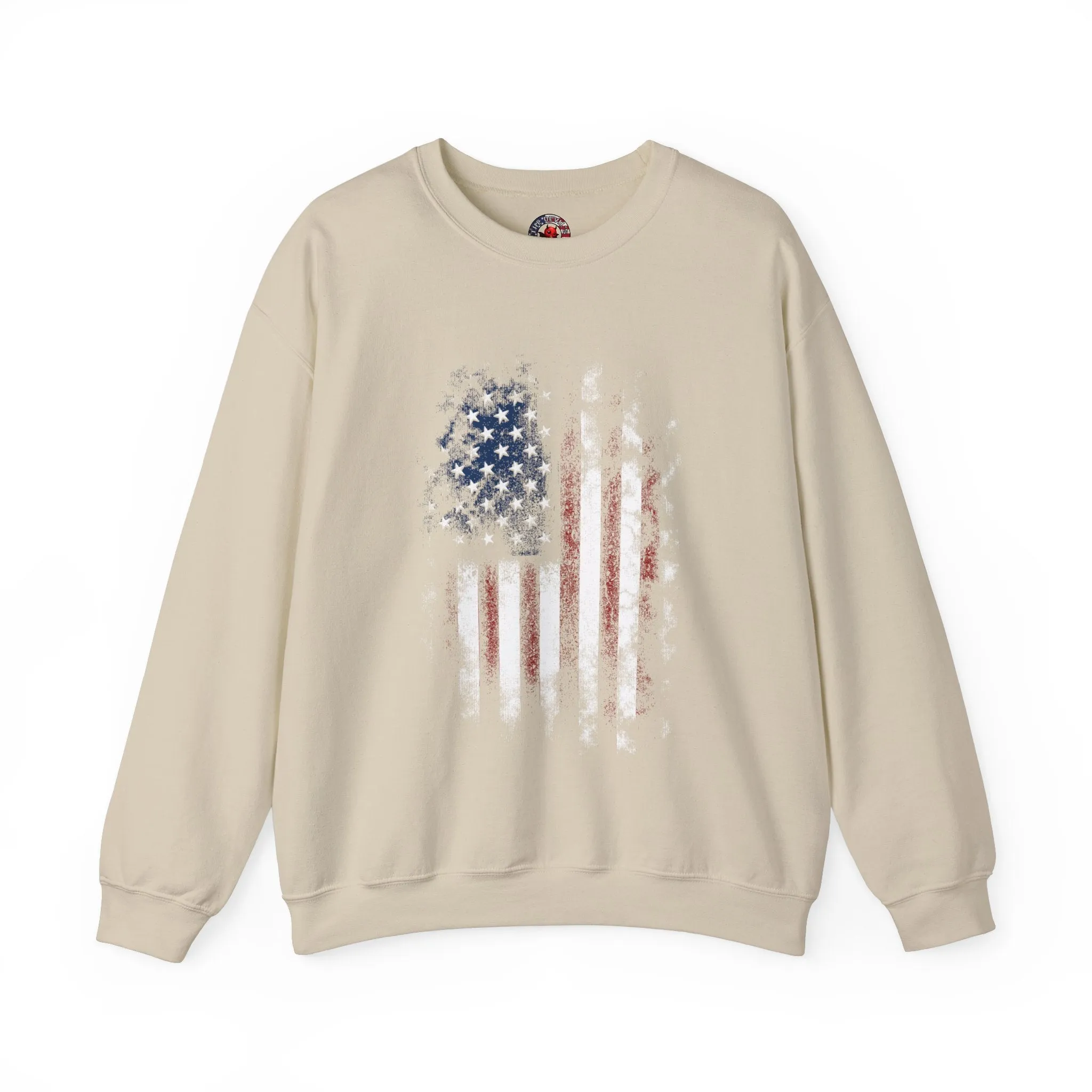 Distressed American Flag Crewneck Sweatshirt