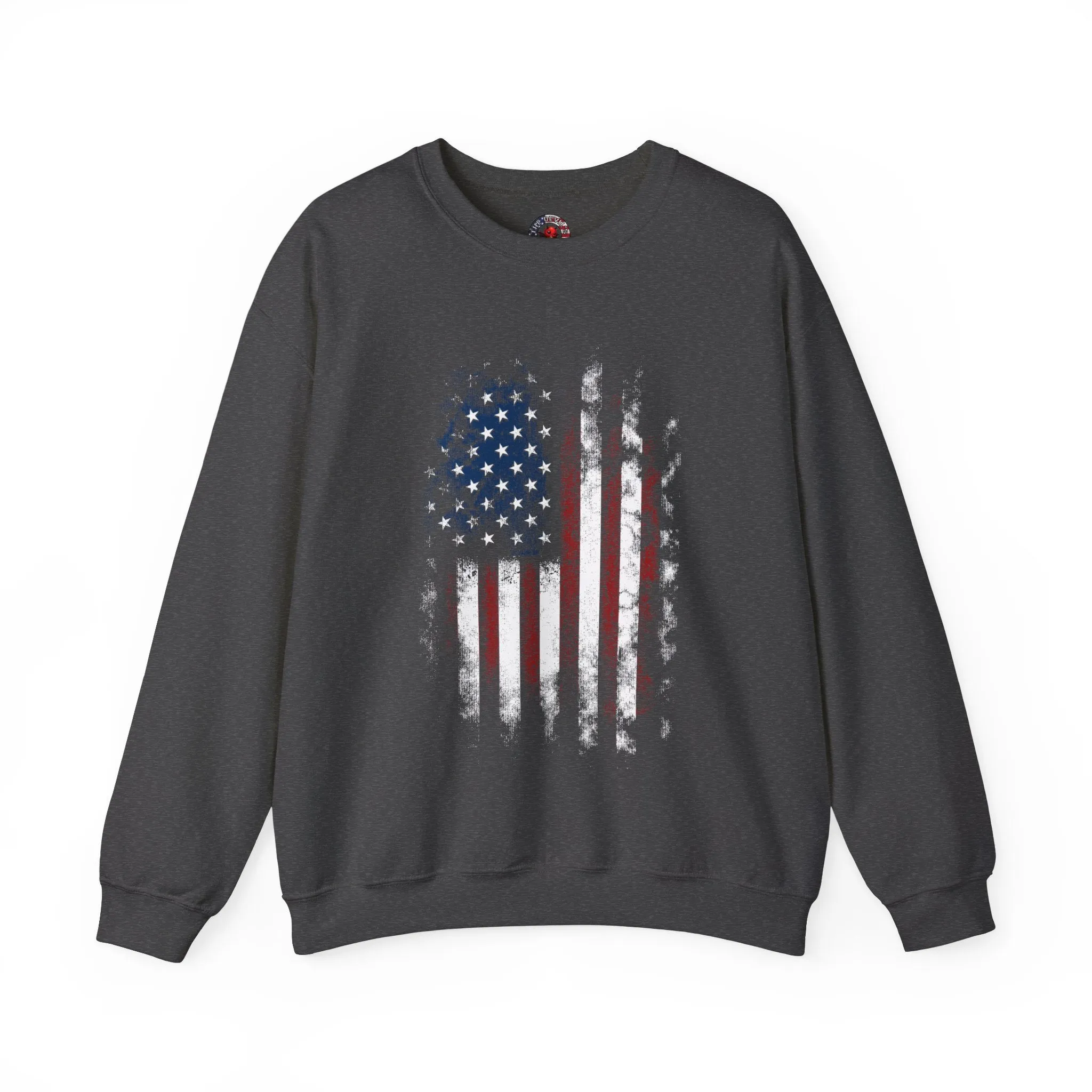 Distressed American Flag Crewneck Sweatshirt