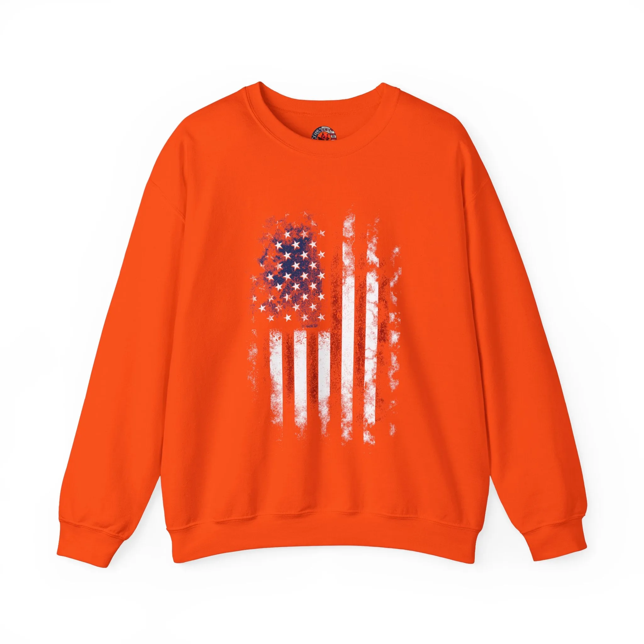 Distressed American Flag Crewneck Sweatshirt