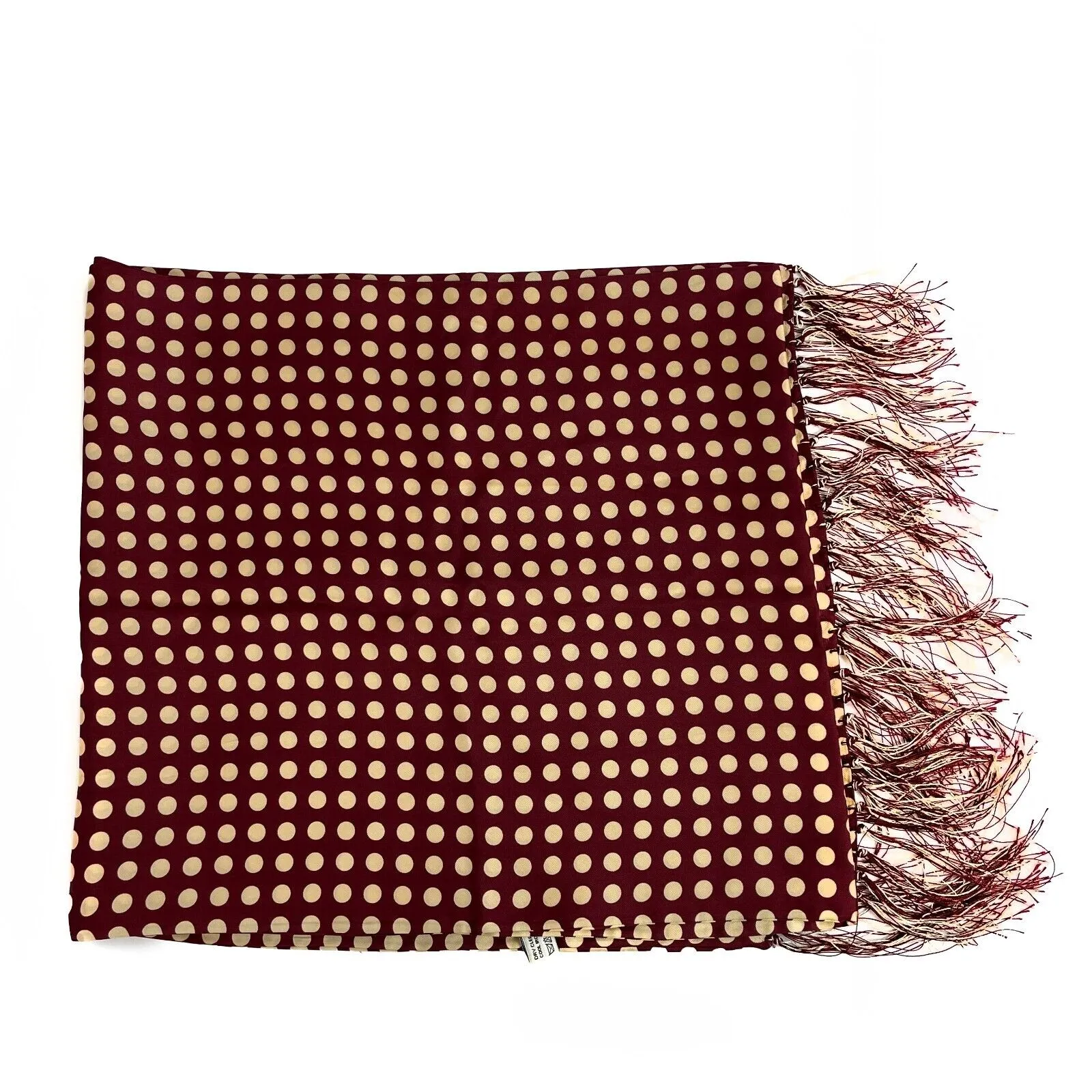 Dolce & Gabbana - Excellent - Dotted Maroon and Cream Fringed Shawl - OS