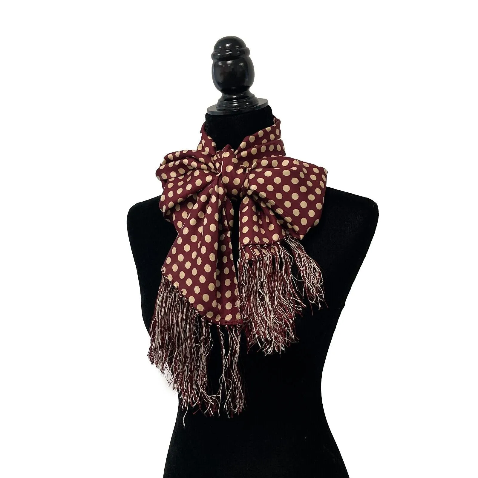 Dolce & Gabbana - Excellent - Dotted Maroon and Cream Fringed Shawl - OS