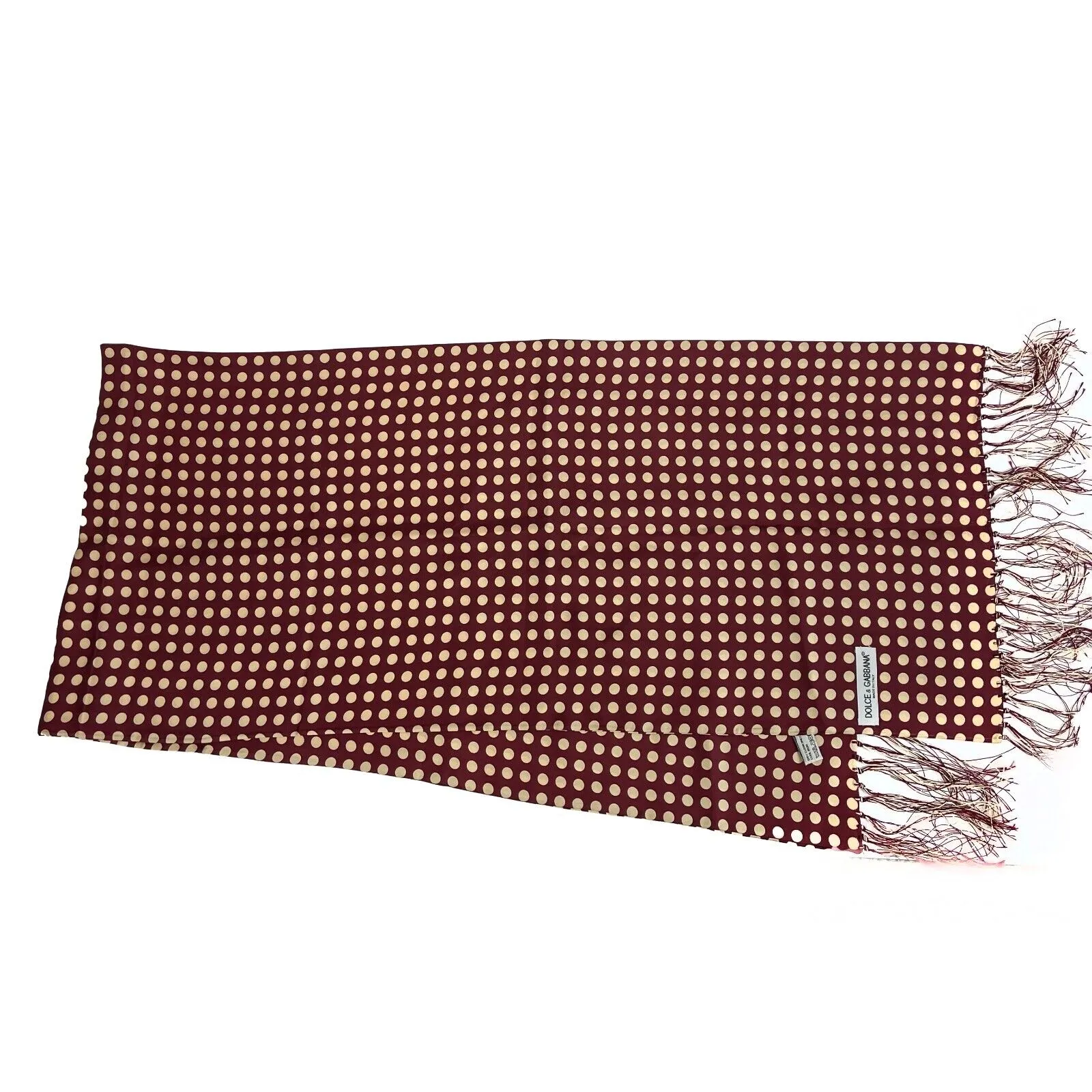 Dolce & Gabbana - Excellent - Dotted Maroon and Cream Fringed Shawl - OS