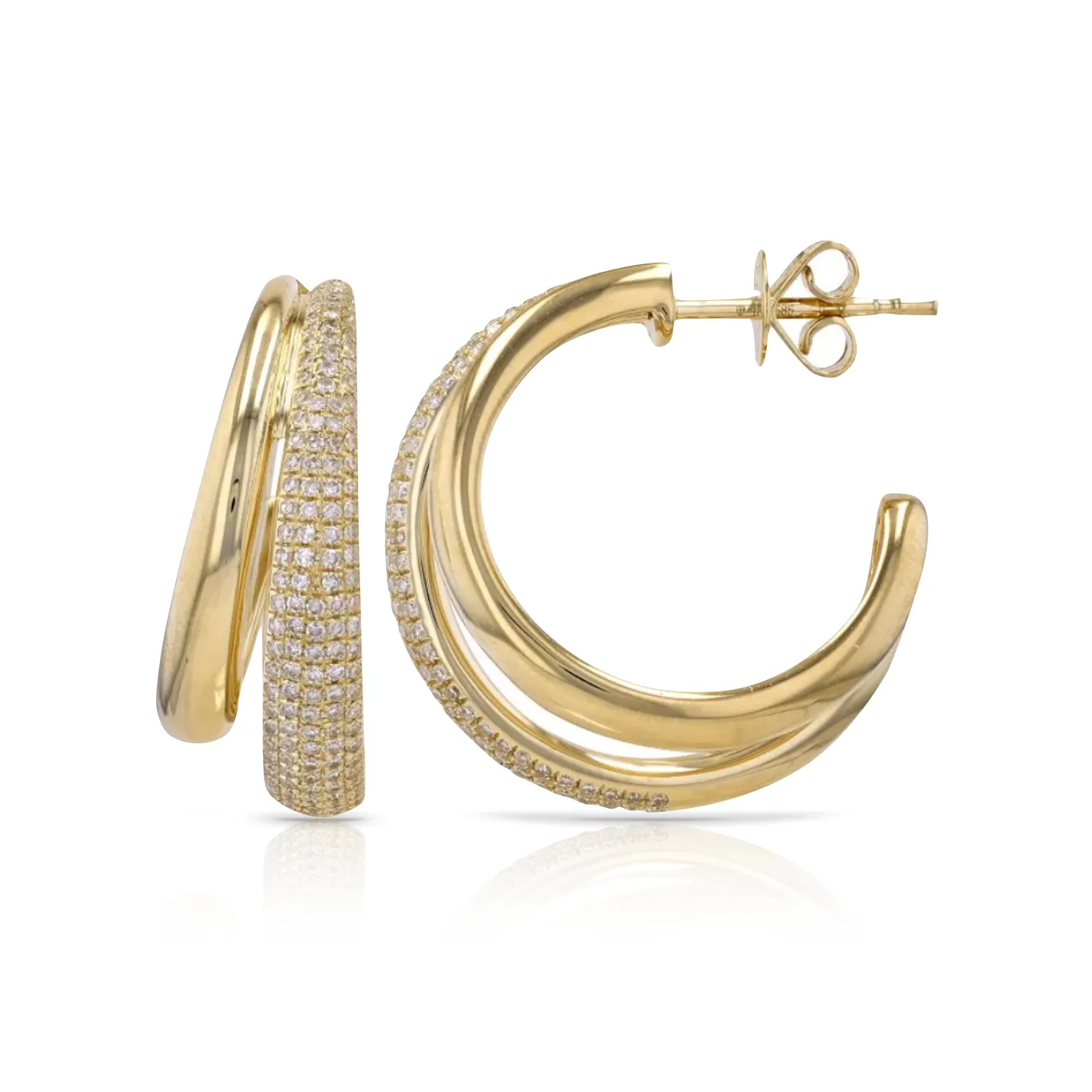 Domed Golden Diamond Hoops