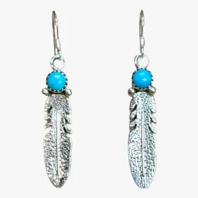 Eagle Feathers & Turquoise Post Earrings