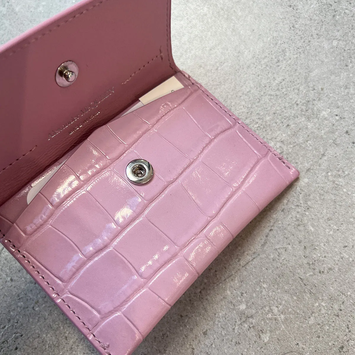 Envelope Card Holder Croc, Antic Pink/Silver